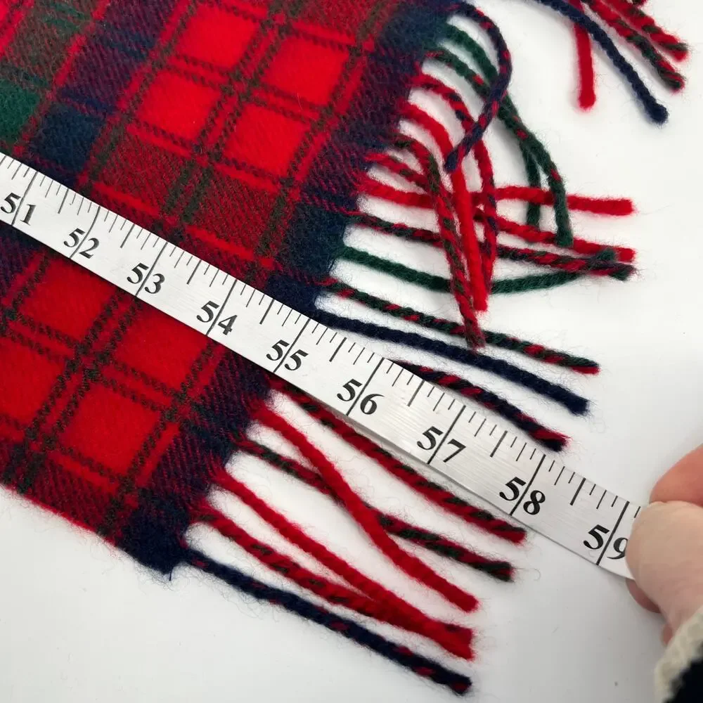 Lochcarron of Scotland Lambswool Neck Scarf Red Blue Green Tartan Fringe Unisex
